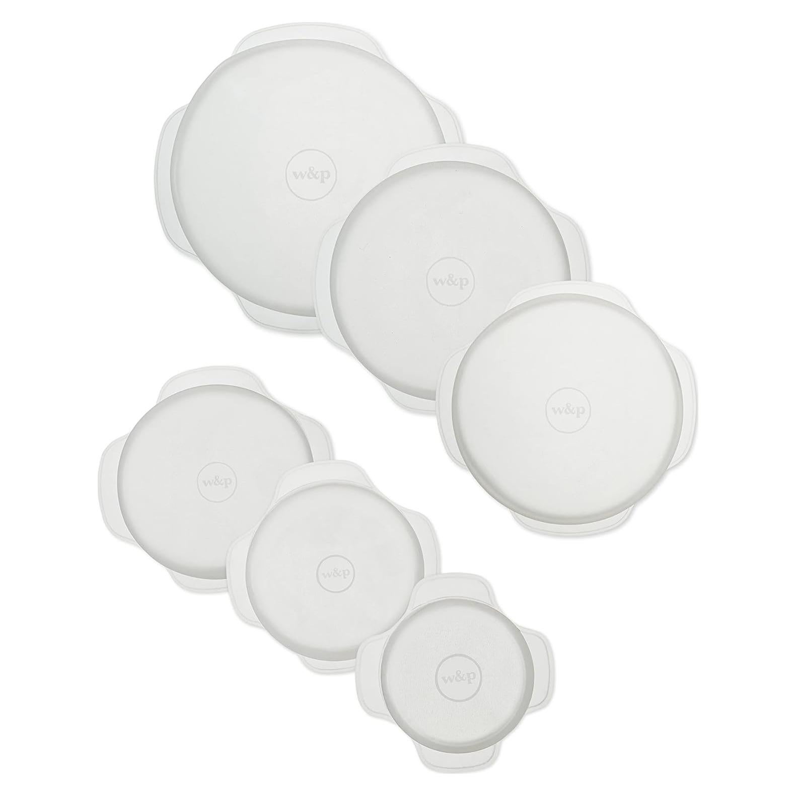 Juego de 6 Tapas de Silicona Reutilizables W&P, Transparentes