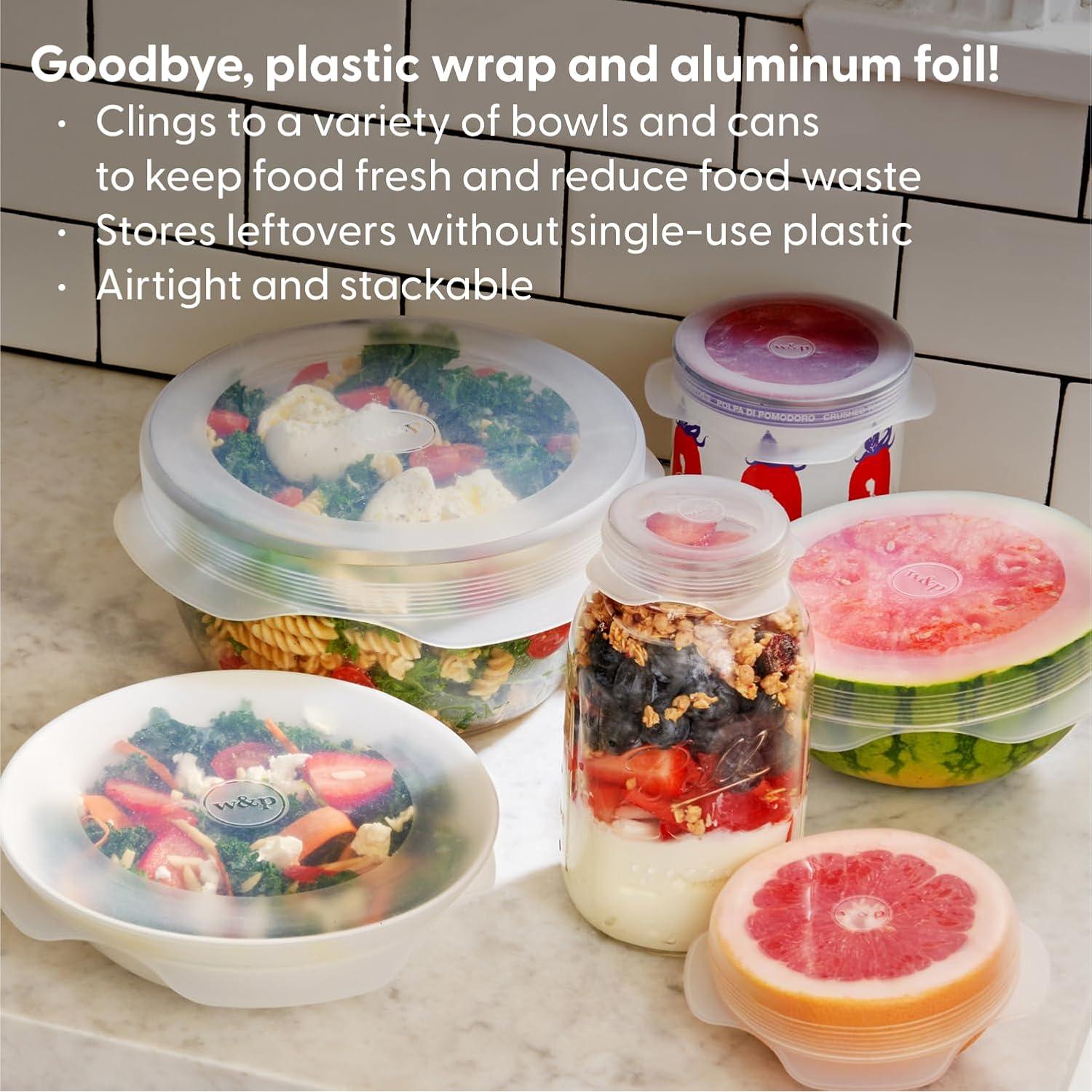 Juego de 6 Tapas de Silicona Reutilizables W&P, Transparentes