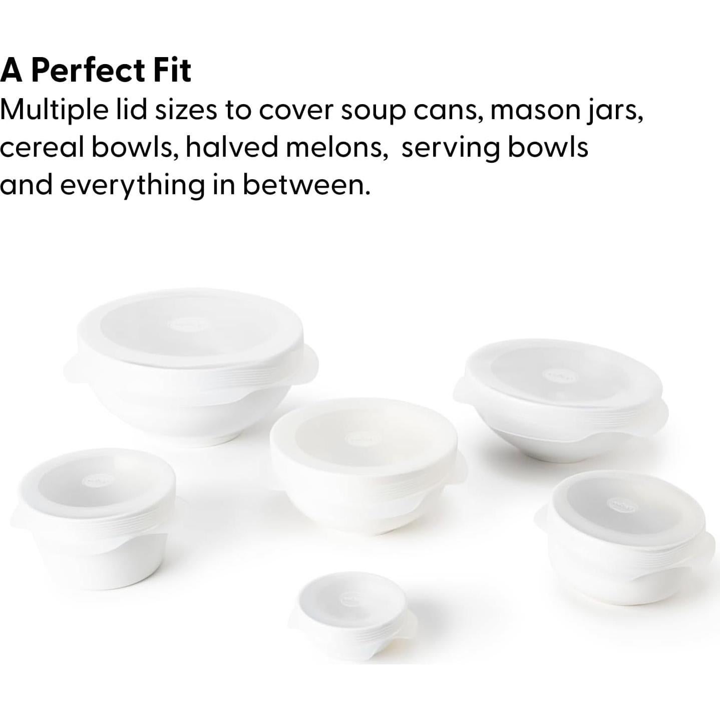 Juego de 6 Tapas de Silicona Reutilizables W&P, Transparentes