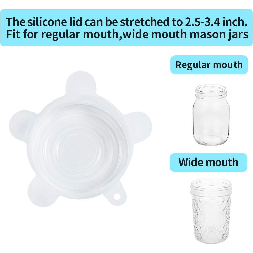 Tapas de Silicona Webake 10 Piezas para Tarros de 6.4 a 8.9 cm