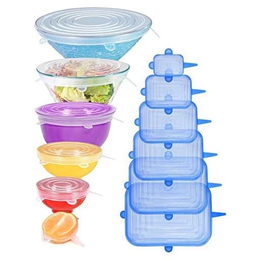 Tapas de Silicona Reutilizables Longzon 12 Piezas 6 Tamaños