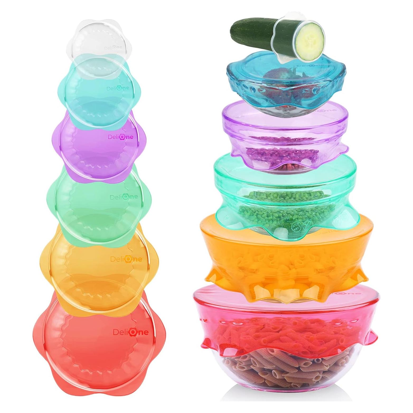 Tapa de Silicona DeliOne 6 Piezas Reutilizables para Alimentos