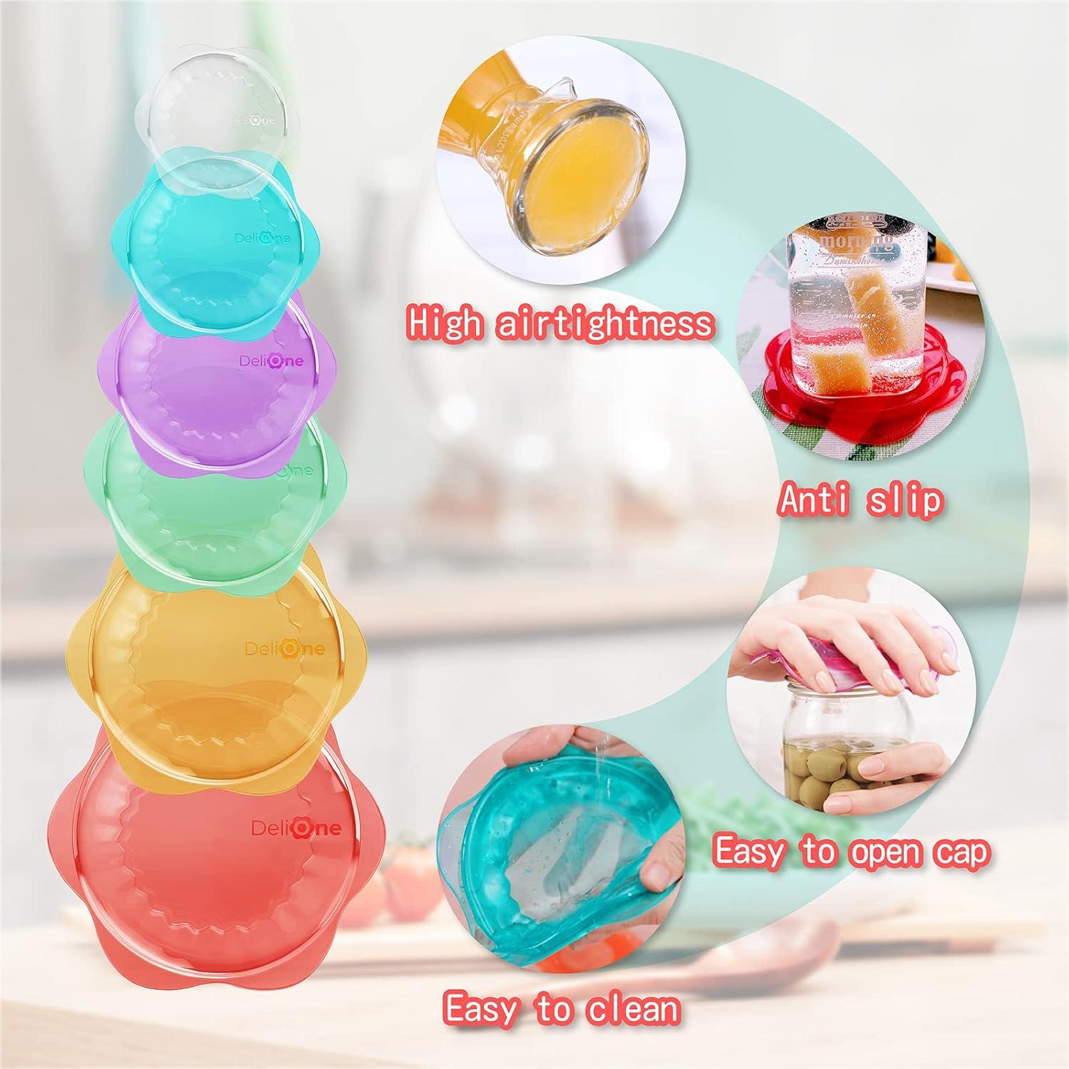 Tapa de Silicona DeliOne 6 Piezas Reutilizables para Alimentos