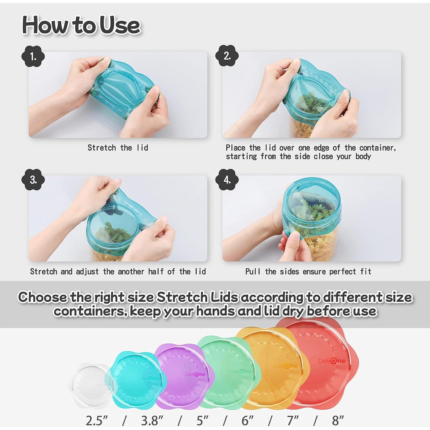 Tapa de Silicona DeliOne 6 Piezas Reutilizables para Alimentos