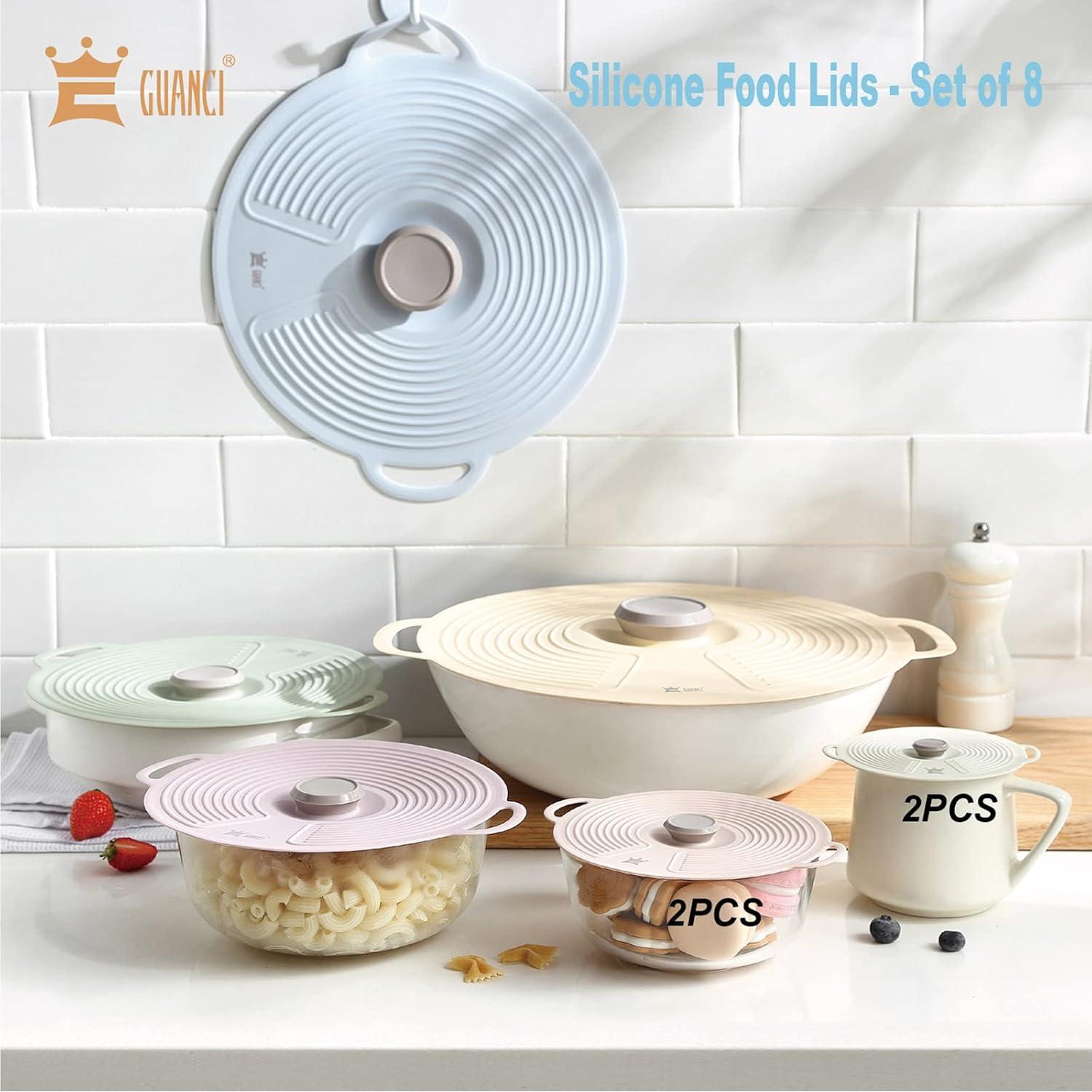 Juego de 8 Tapas de Silicona GUANCI para Tazones y Ollas