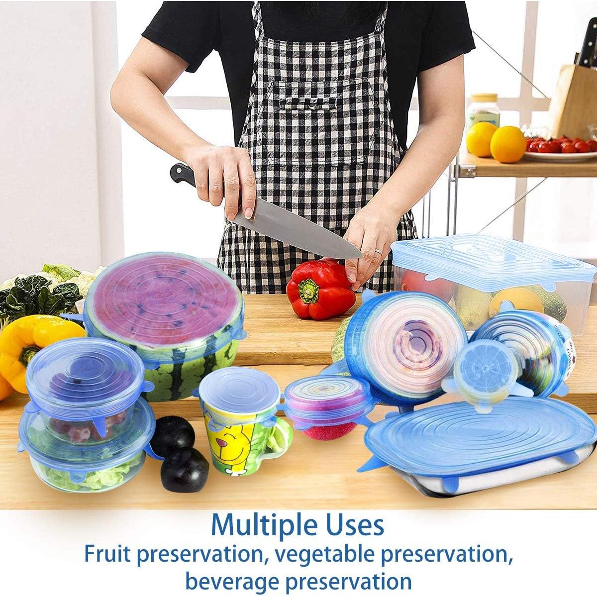 Tapas de Silicona Estirables YAZJIWAN 6 Piezas Azul