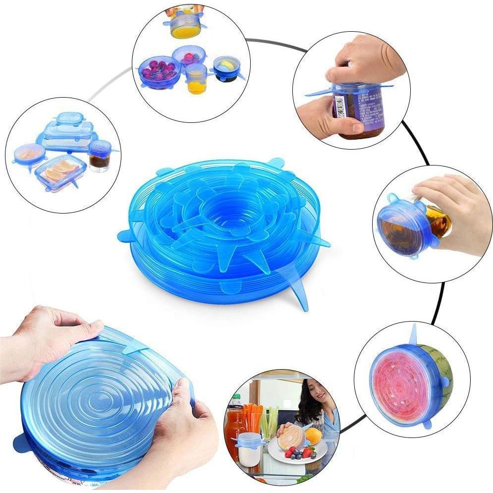 Tapas de Silicona Estirables YAZJIWAN 6 Piezas Azul