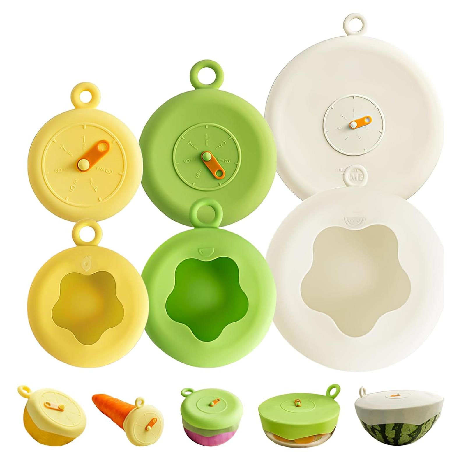 Juego de 6 Tapas de Silicona Estirables MdakeGo - Apta Microondas