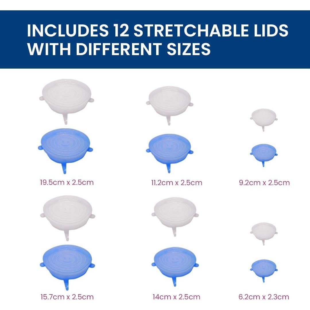 Tapas de Silicona Estirables Gadgetime USA - Paquete de 12