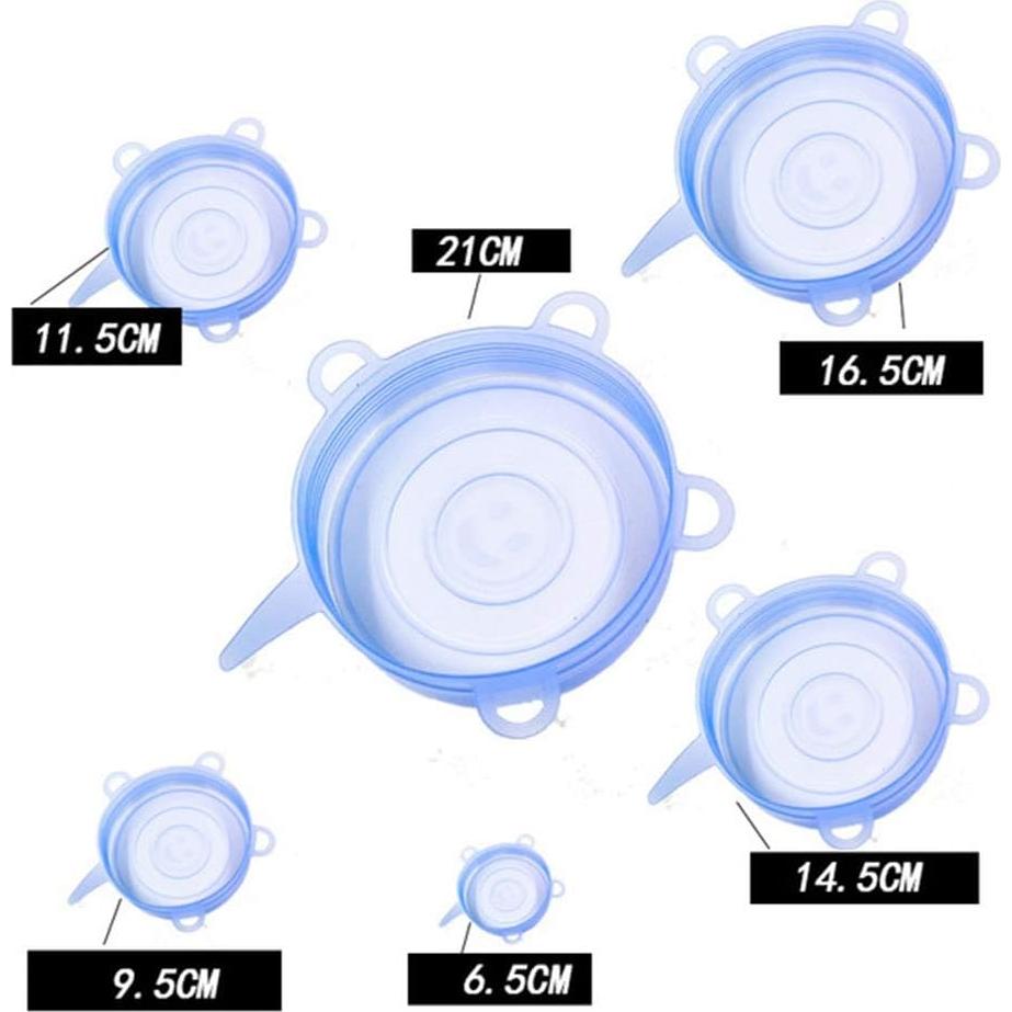 Tapa de Silicona Flexible LMS 6 Pcs Azul para Recipientes
