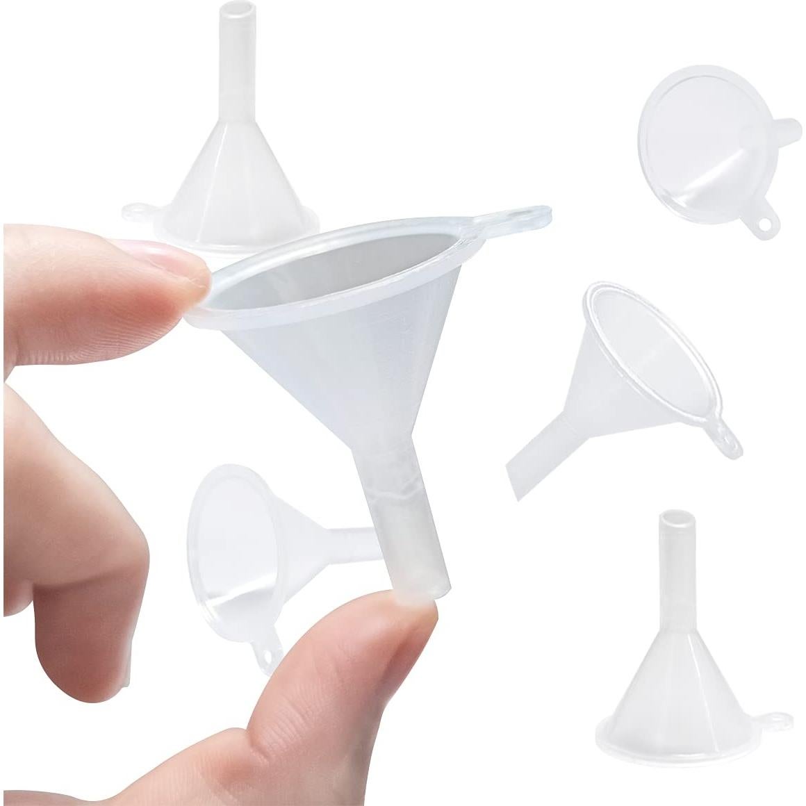 30 Mini Embudos de Plástico Transparente para Cocina y Laboratorio