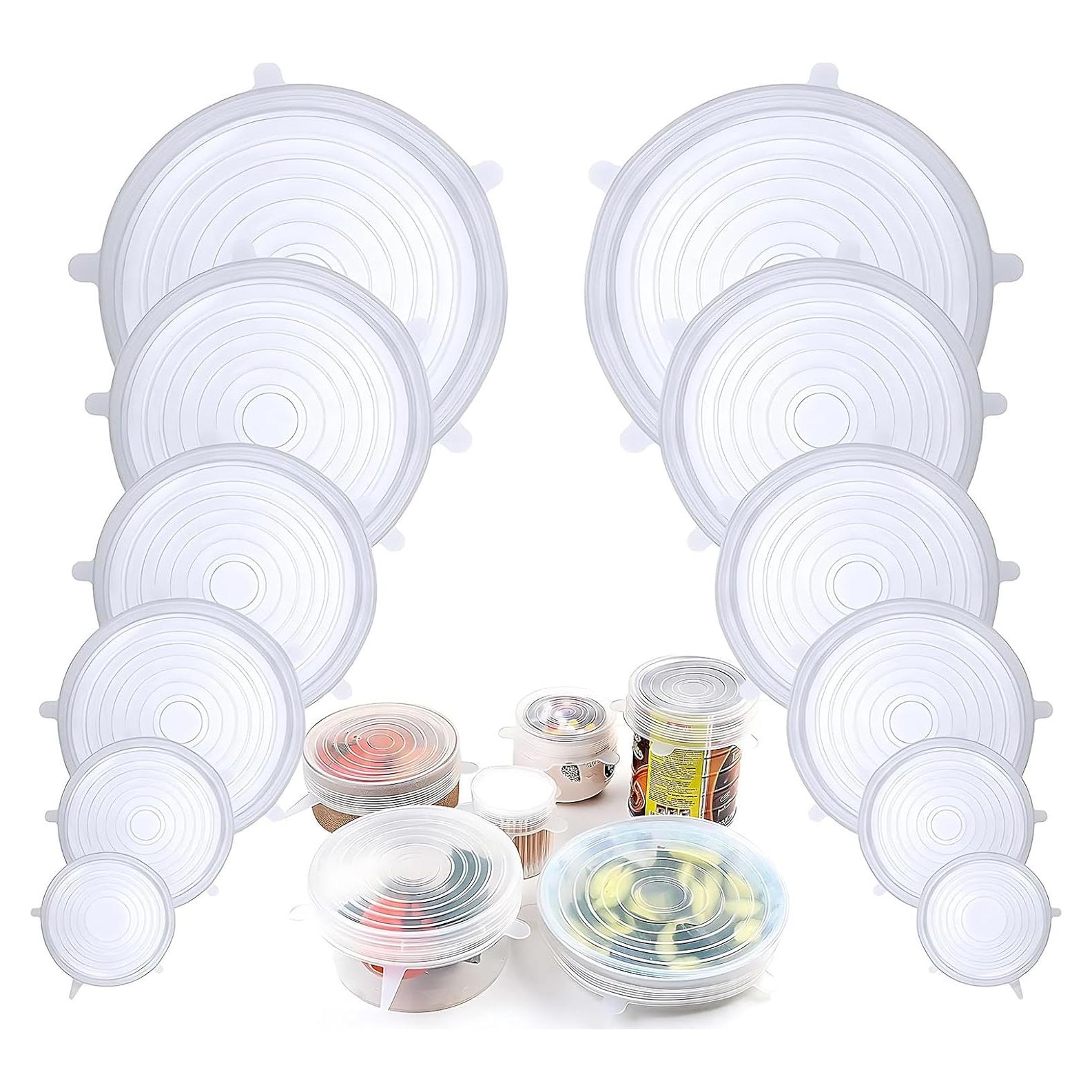 Tapas de Silicona Adpartner, 12 Piezas Reutilizables para Alimentos