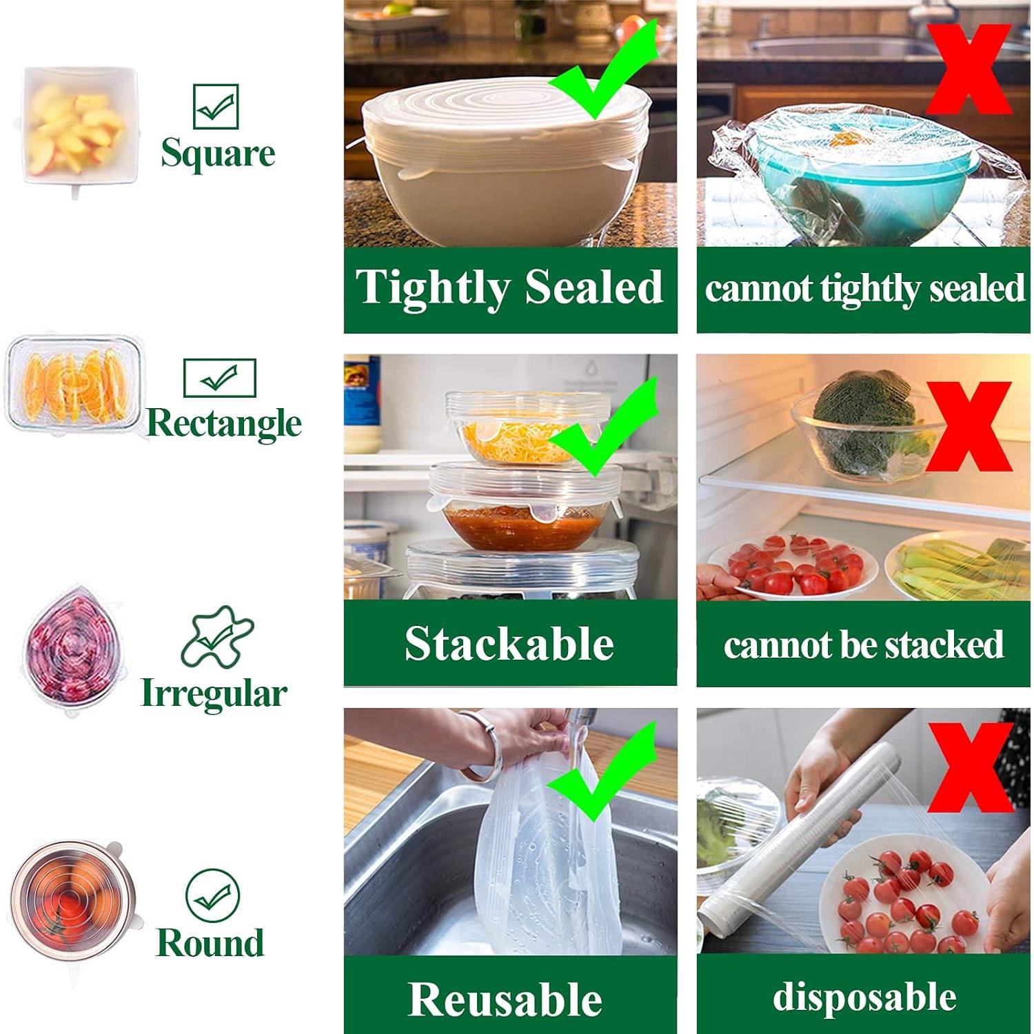 Tapas de Silicona Adpartner, 12 Piezas Reutilizables para Alimentos