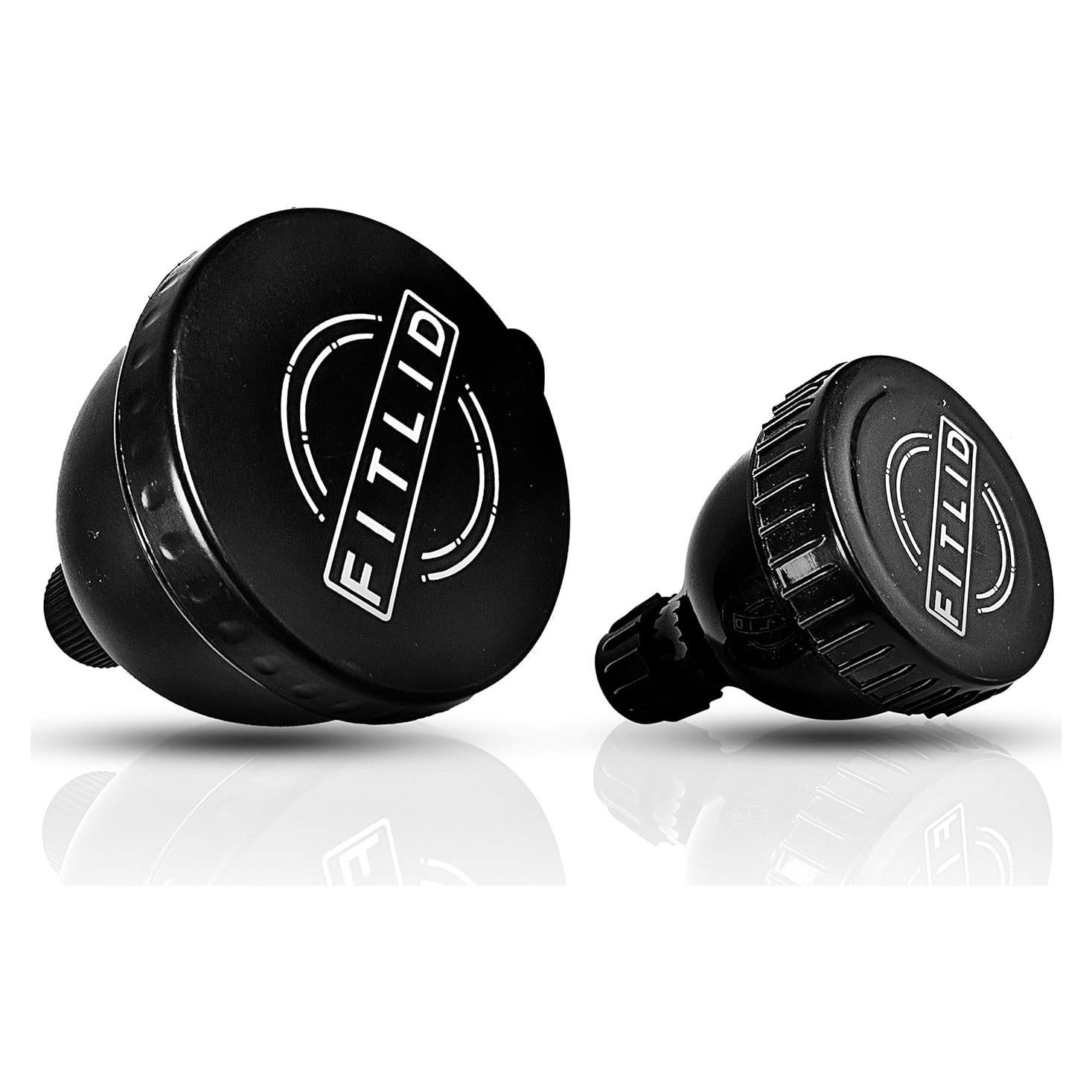 Paquete de 2 Embudos Portátiles FitLid para Suplementos - Negro