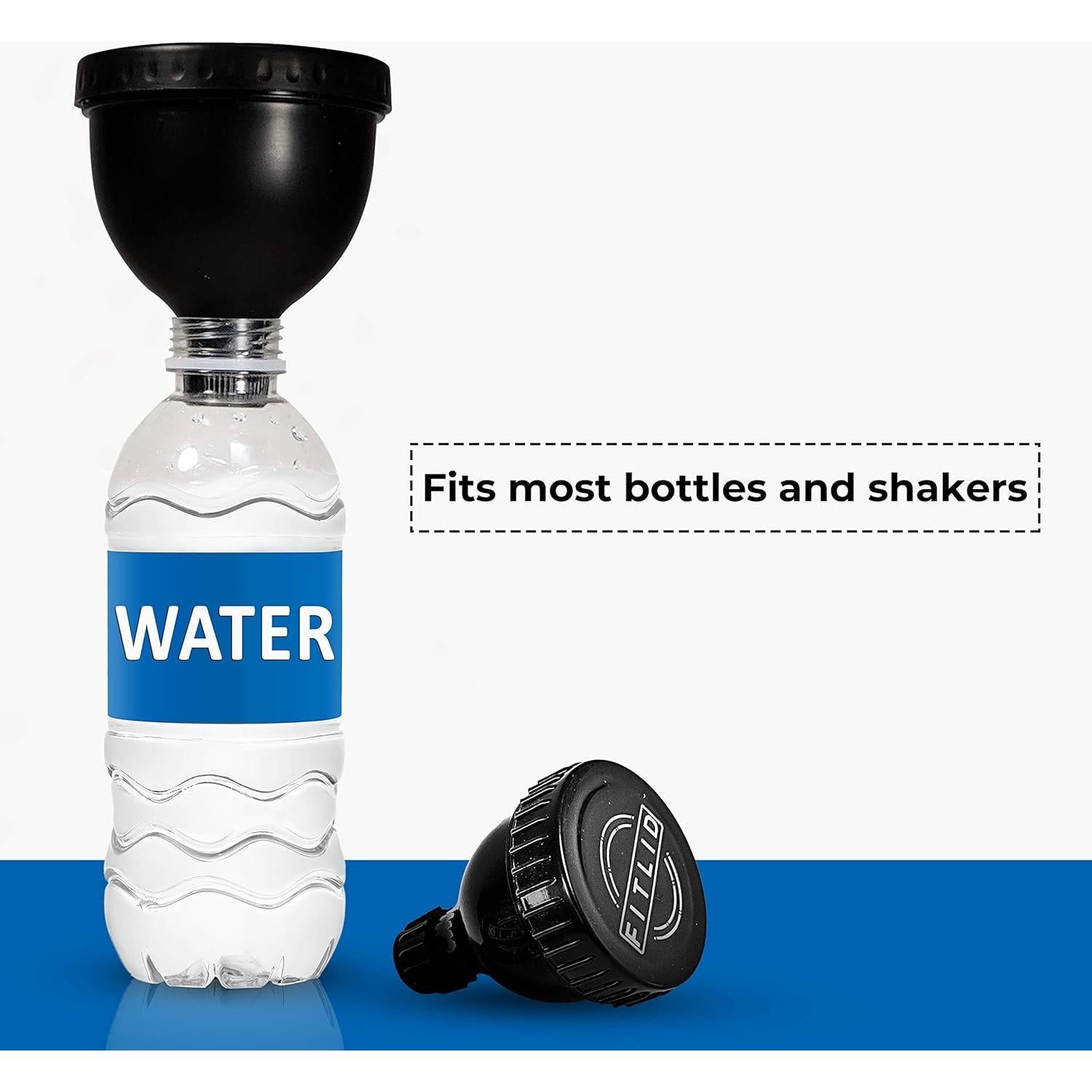 Paquete de 2 Embudos Portátiles FitLid para Suplementos - Negro