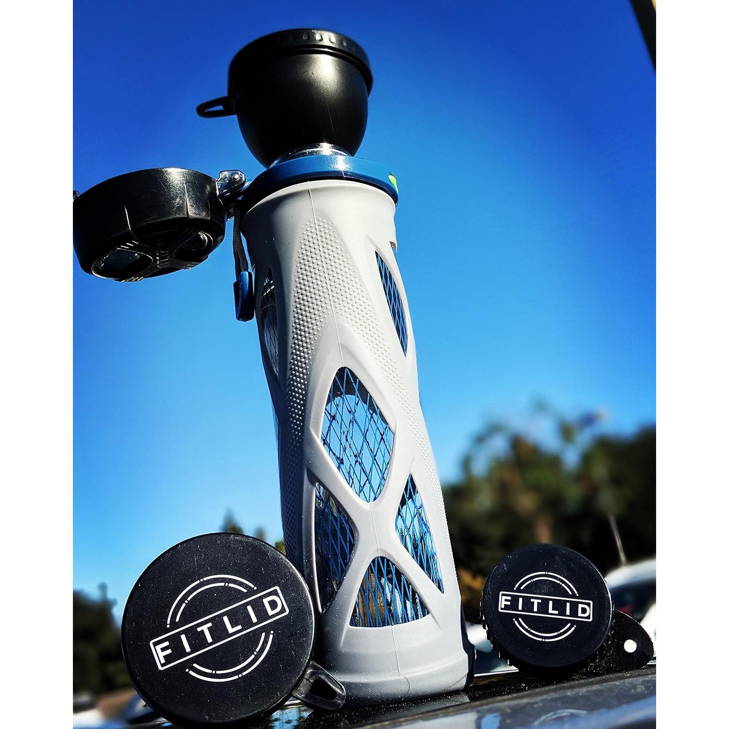 Paquete de 2 Embudos Portátiles FitLid para Suplementos - Negro