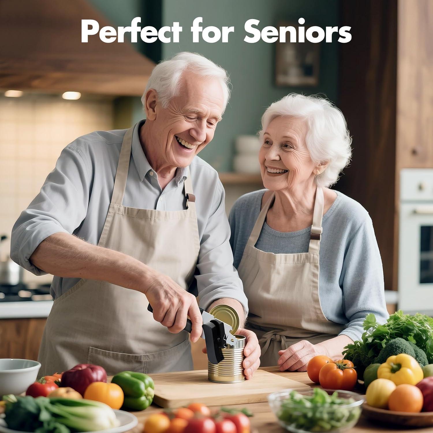 Abrelatas Manual COKORA Acero Inoxidable Negro Ergonómico