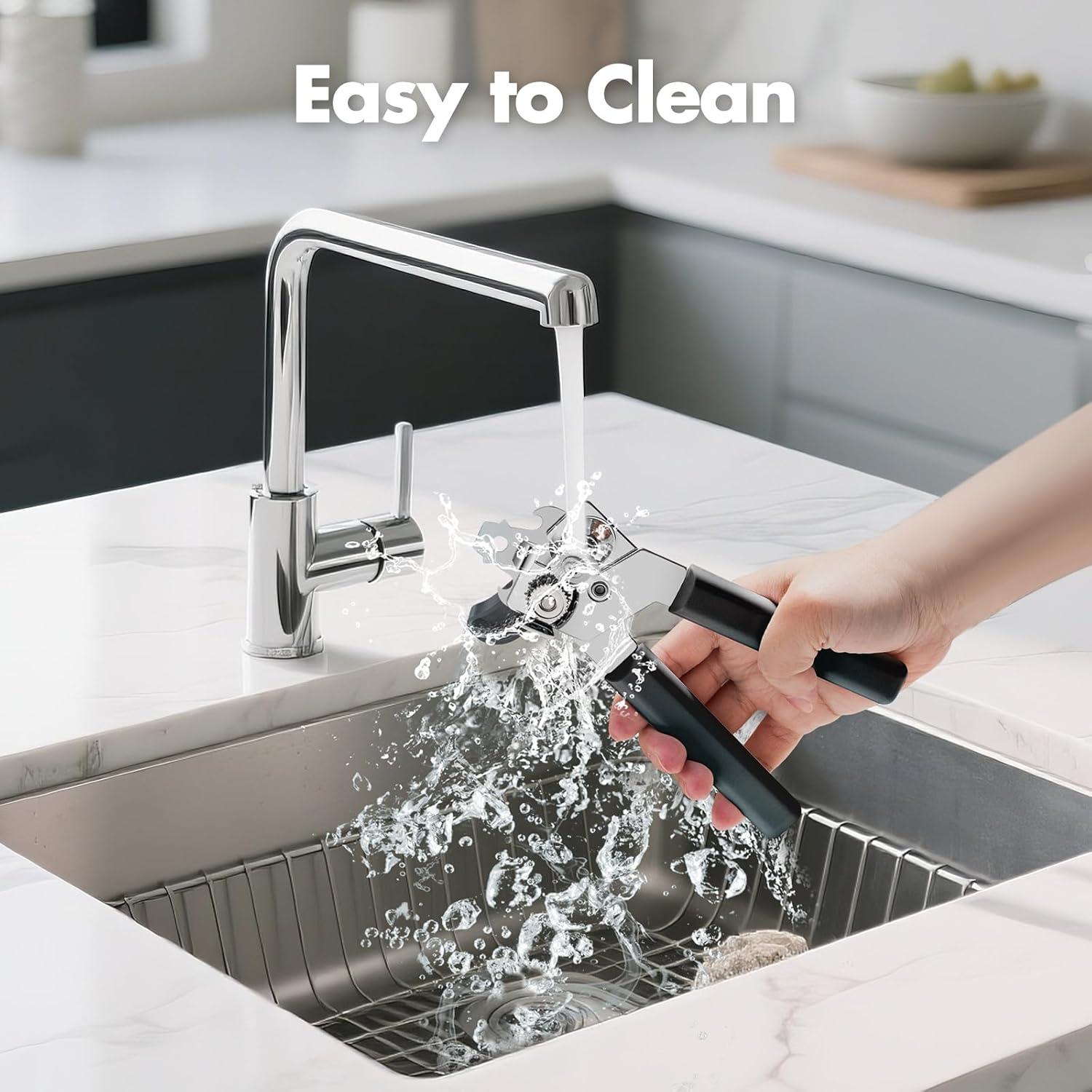 Abrelatas Manual COKORA Acero Inoxidable Negro Ergonómico