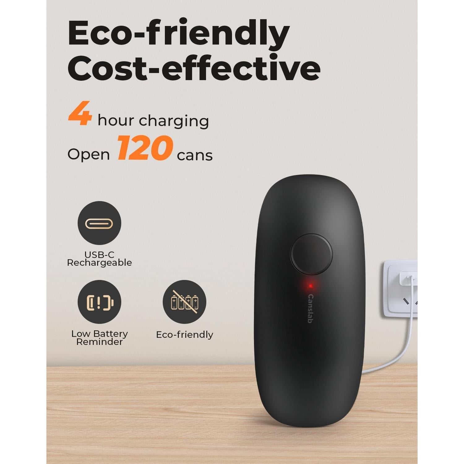 Abrelatas Eléctrico Canslab Ultrablade Recargable 10W Negro