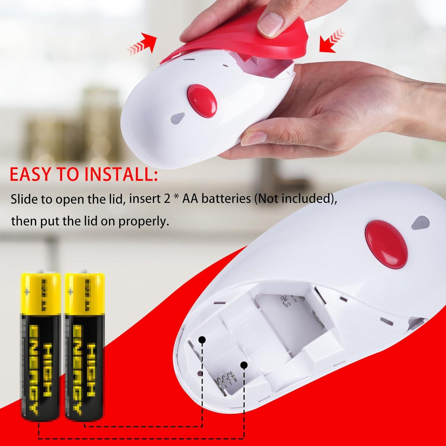 Abrelatas Eléctrico Harnyles Automático Rojo 170g Acero Inoxidable