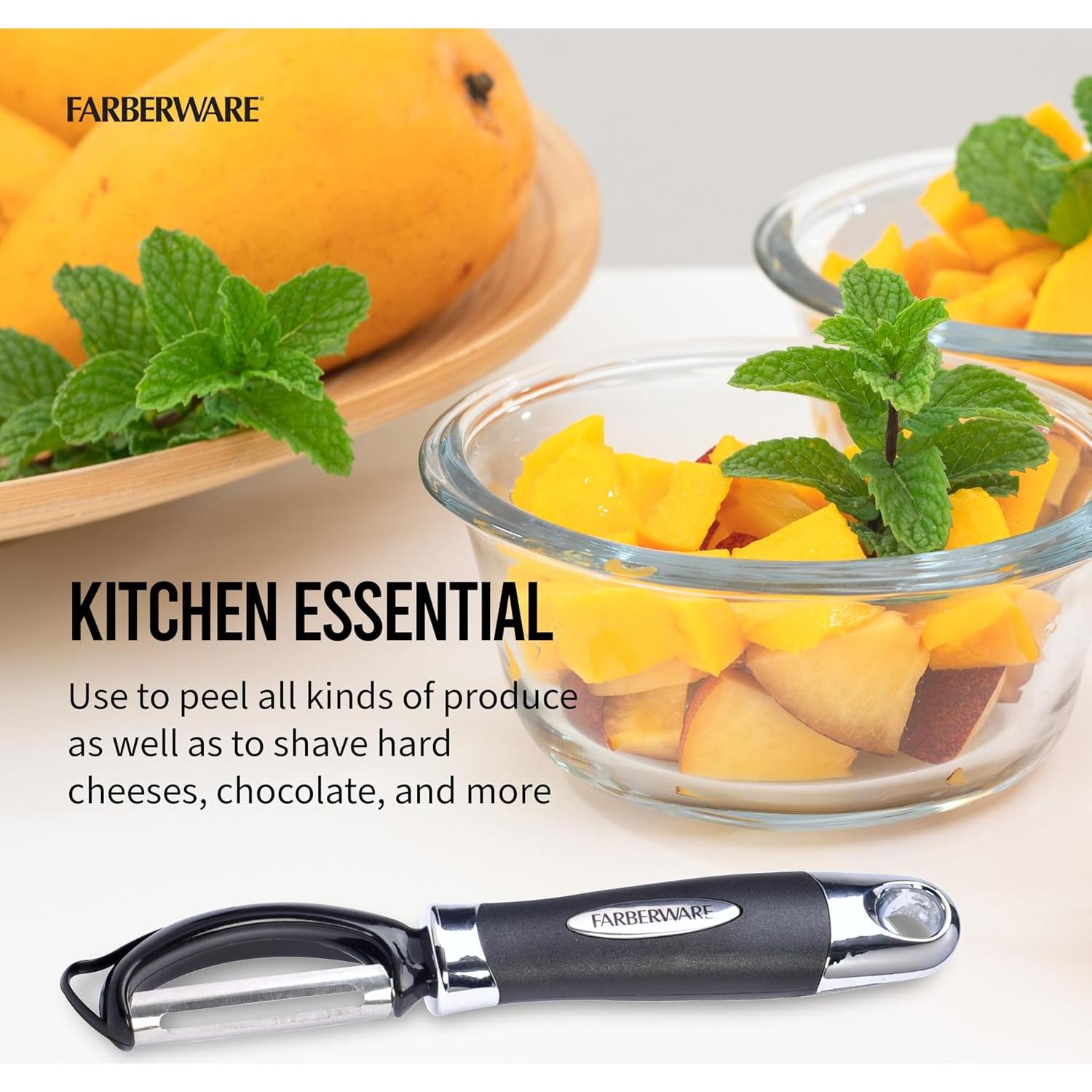 Pelador Euro Farberware Negro 20 cm, Acero Inoxidable