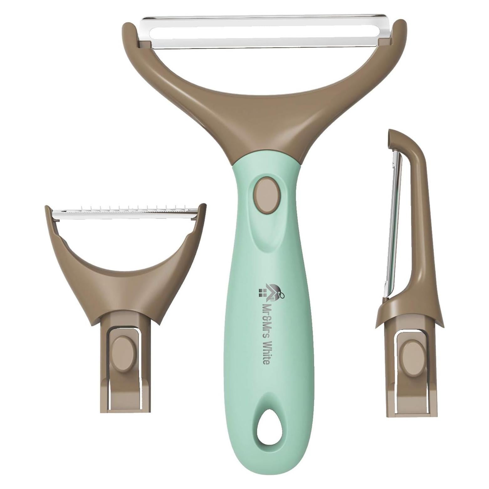 Juego de Peladores de Verduras 3 en 1 Mr&Mrs White - Acero Inoxidable