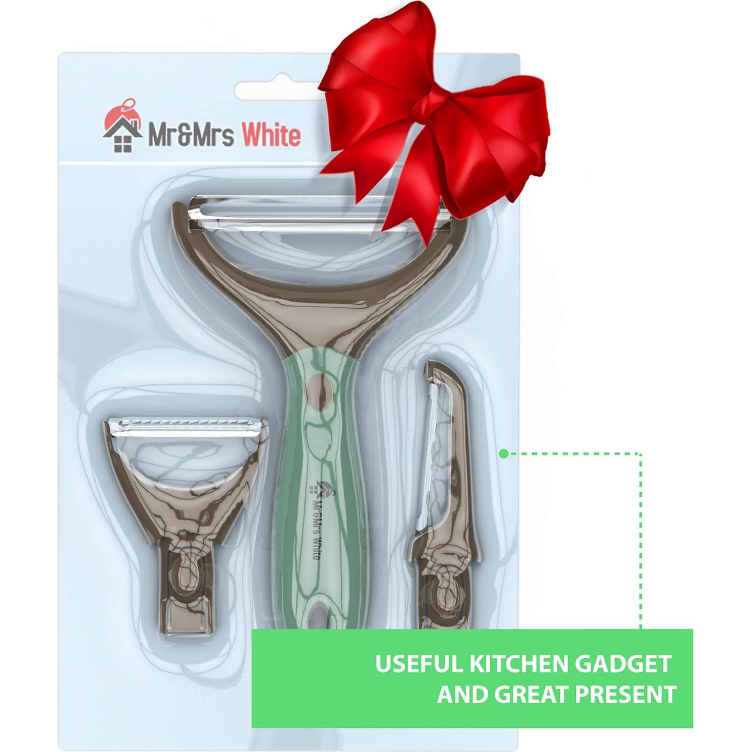 Juego de Peladores de Verduras 3 en 1 Mr&Mrs White - Acero Inoxidable