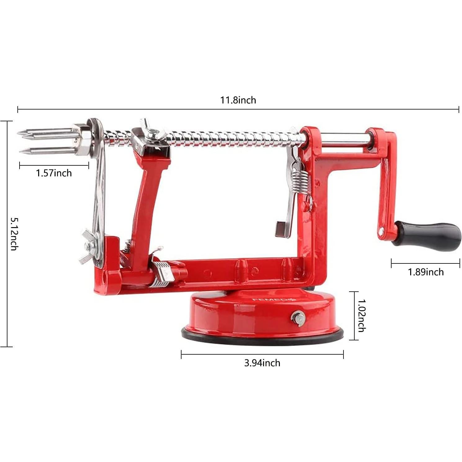 Pelador Cortador Descorazonador de Manzanas Femedo Rojo Acero Inoxidable