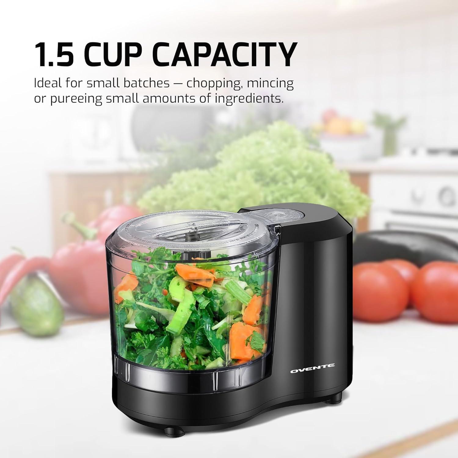 Picadora Eléctrica OVENTE PF1515B 1.5 Tazas 100W Negra