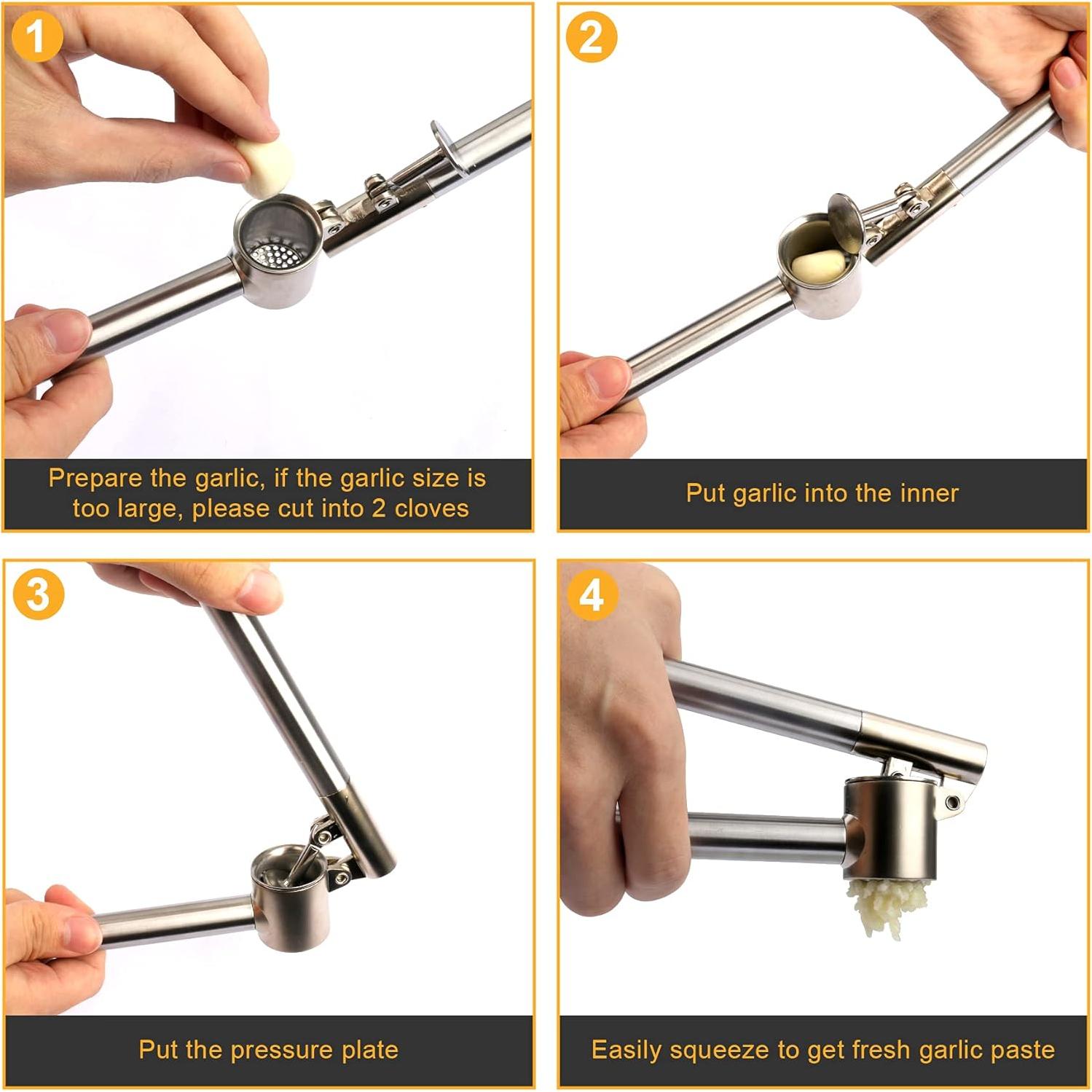 Prensa de Ajo Roeene de Acero Inoxidable 304, Fácil Limpieza