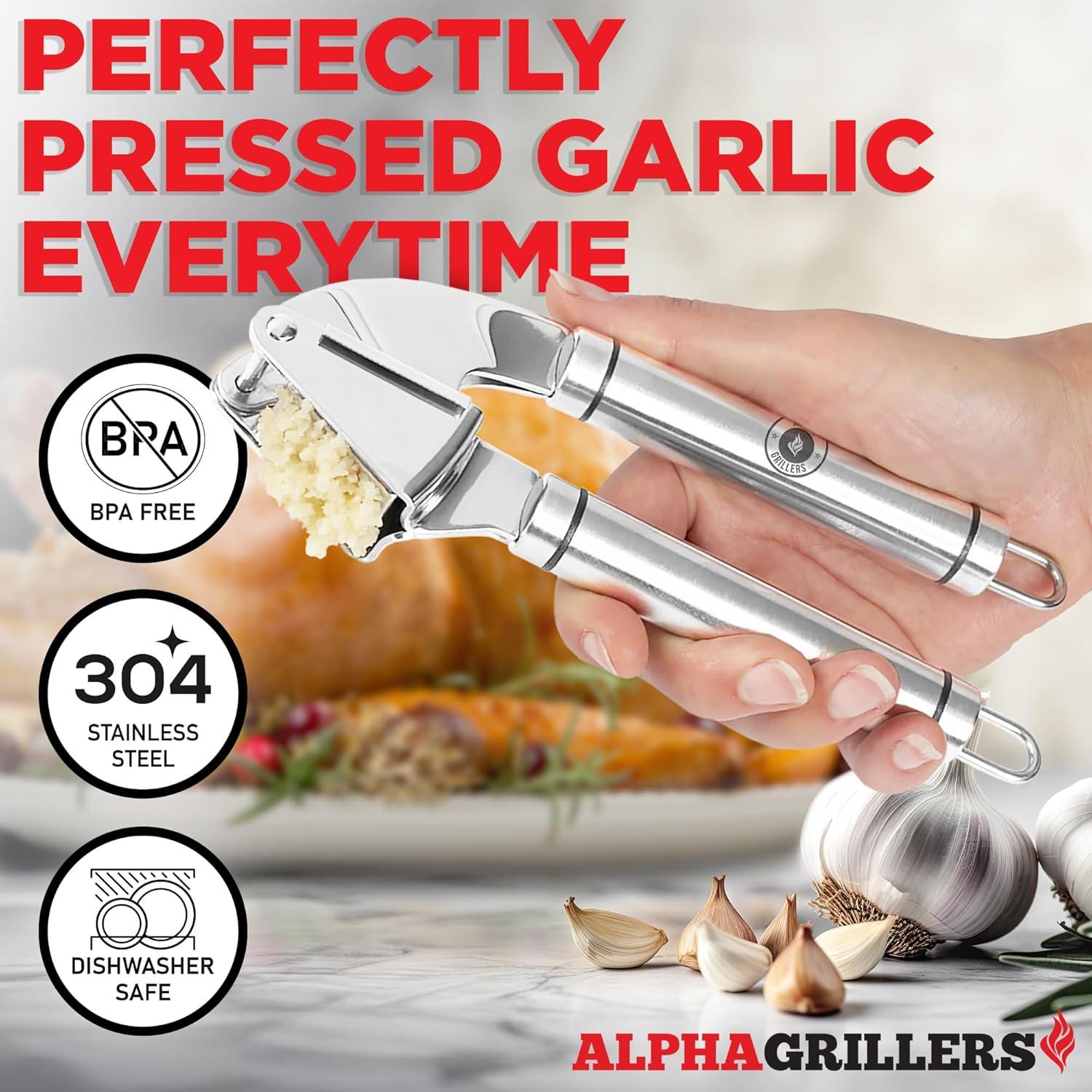 Prensa de Ajo Alpha Grillers de Acero Inoxidable con Pelador