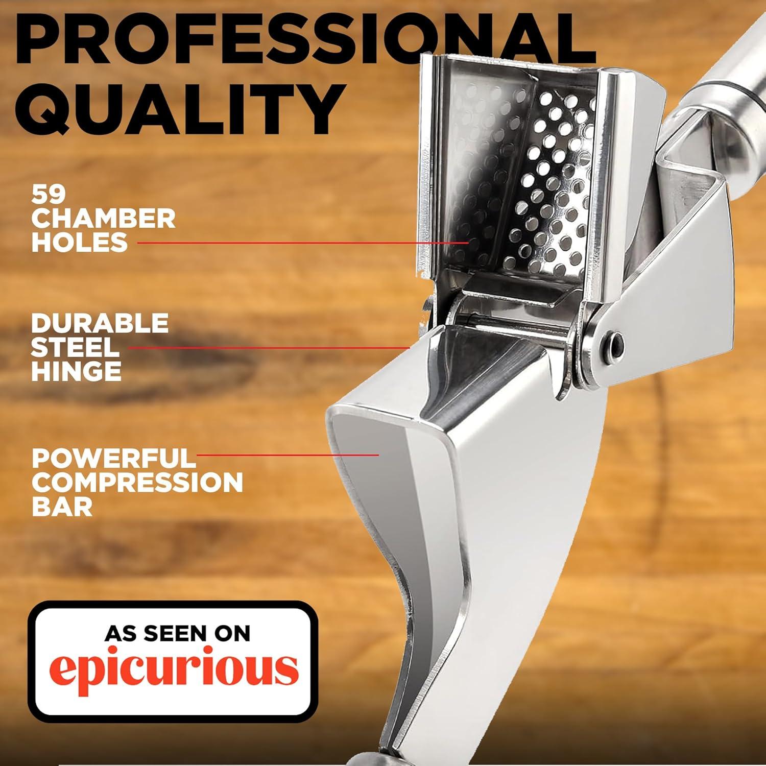 Prensa de Ajo Alpha Grillers de Acero Inoxidable con Pelador