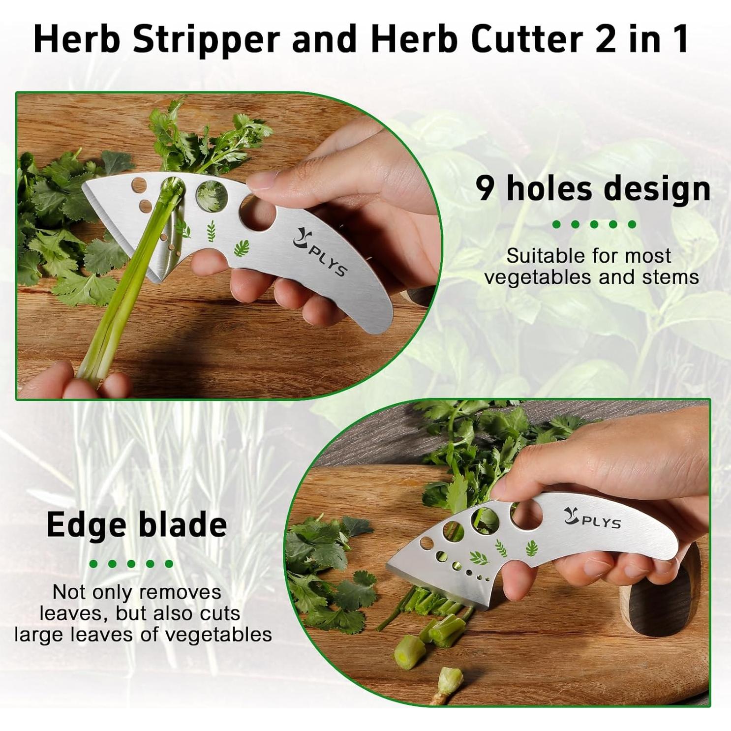 Deshojadora de Hierbas Plys de Acero Inoxidable 9 Agujeros