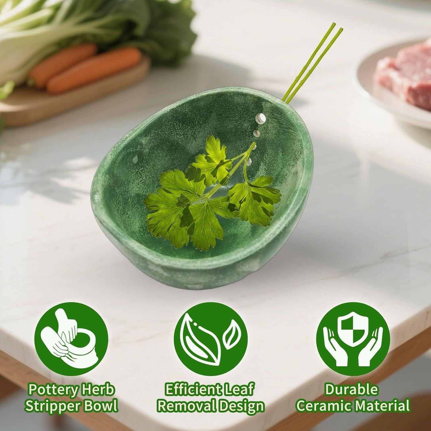 Tazón Deshojador de Hierbas YIYIBB Cerámica 11.43 cm Verde