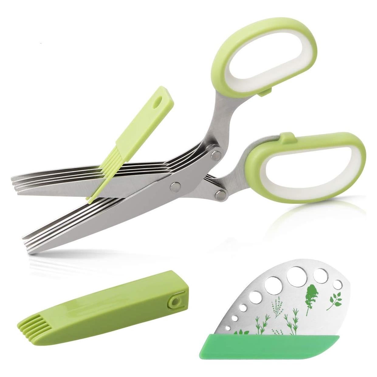 Juego de Tijeras para Hierbas Luxiv 2 en 1 Acero Inoxidable Verde