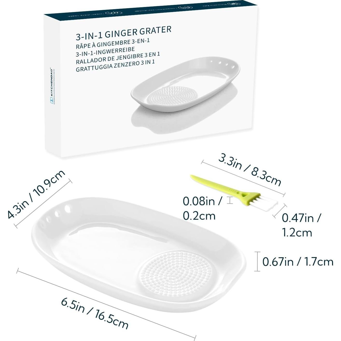 Rallador de Jengibre 3 en 1 KITCHENDAO Cerámica 16.8 cm