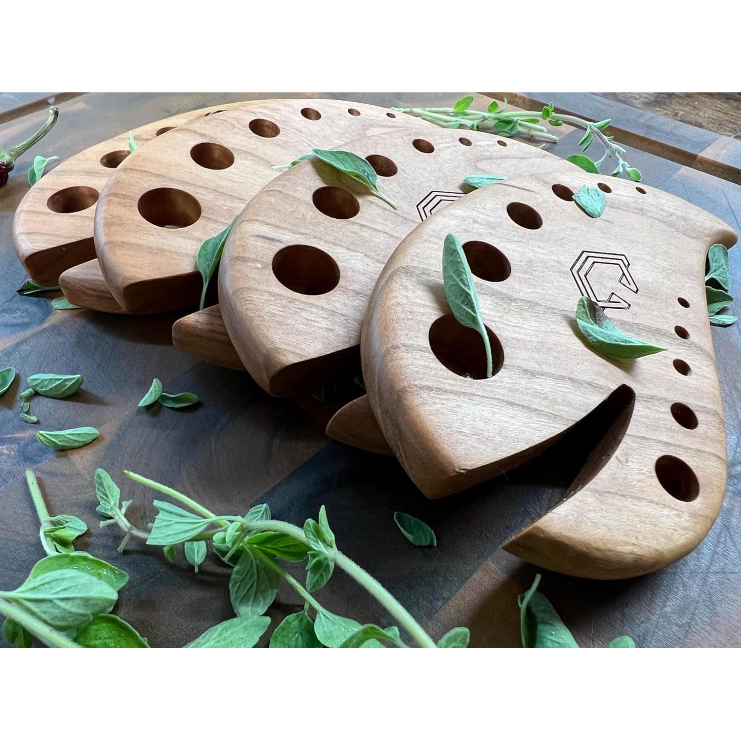 Deshojador de Hierbas de Madera de Cereza Hecho a Mano