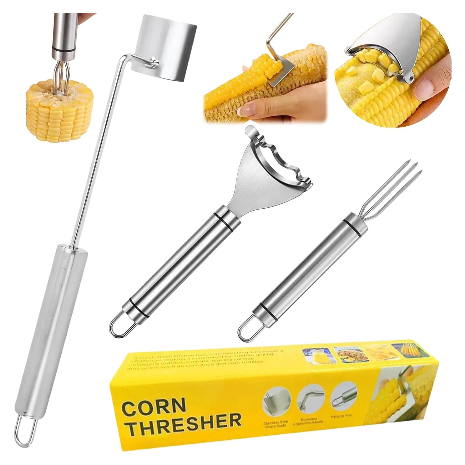 Pelador de Maíz 3PCS Tileu - Acero Inoxidable, Herramienta Desgranadora