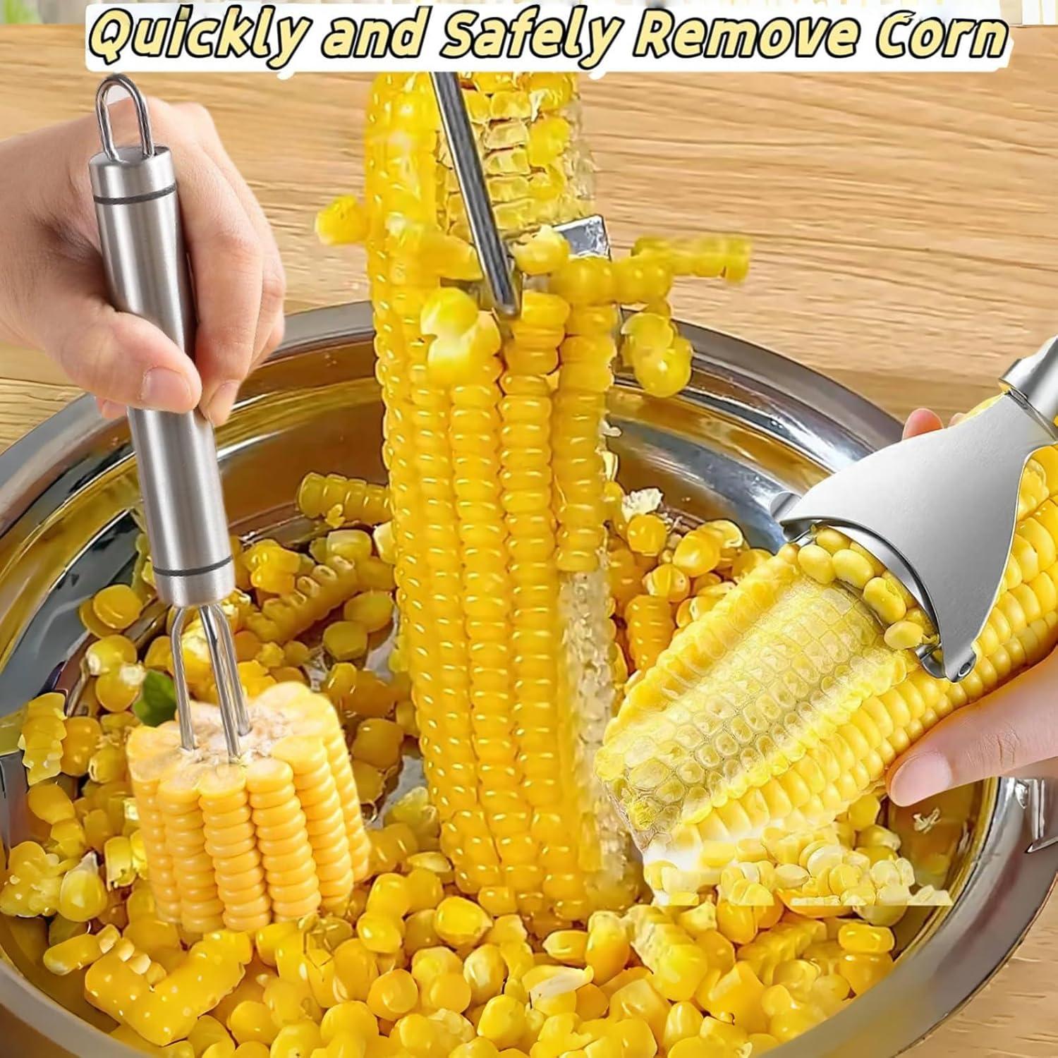 Pelador de Maíz 3PCS Tileu - Acero Inoxidable, Herramienta Desgranadora