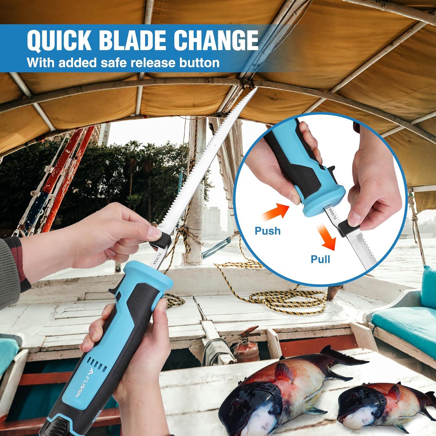 Cuchillo Eléctrico Inalámbrico FLISSA 12V para Pescado