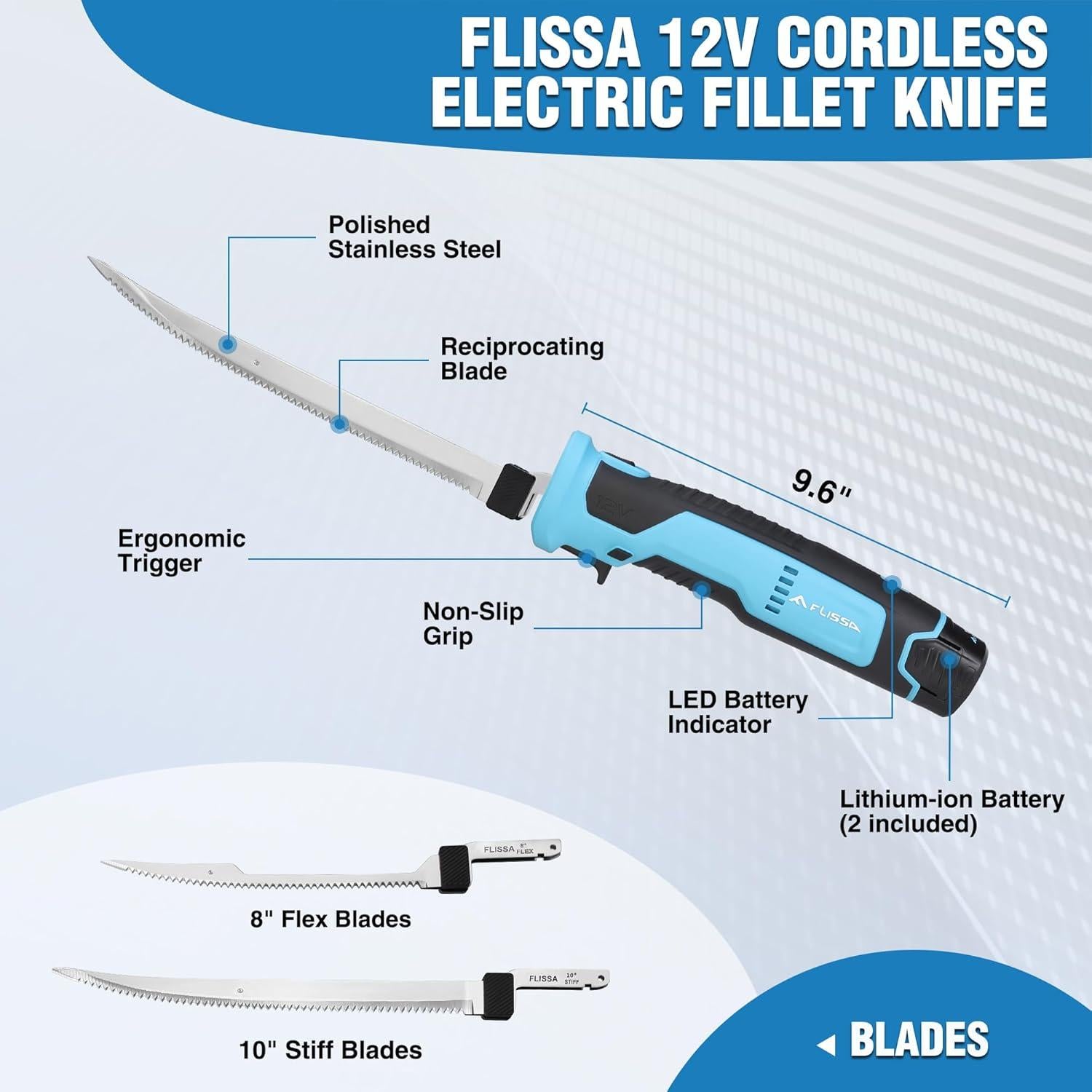 Cuchillo Eléctrico Inalámbrico FLISSA 12V para Pescado