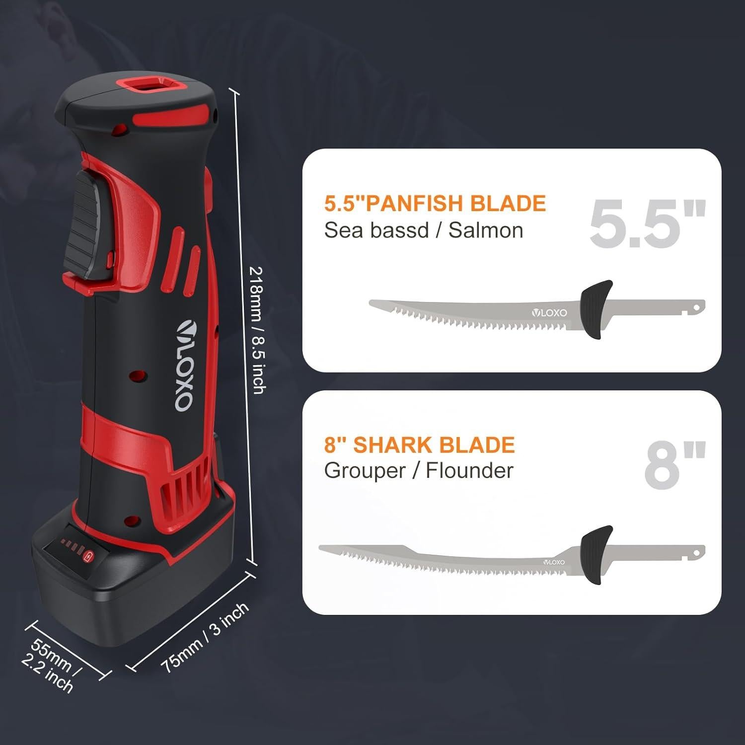 Cuchillo Eléctrico VLOXO para Filetear Pescado Inalámbrico