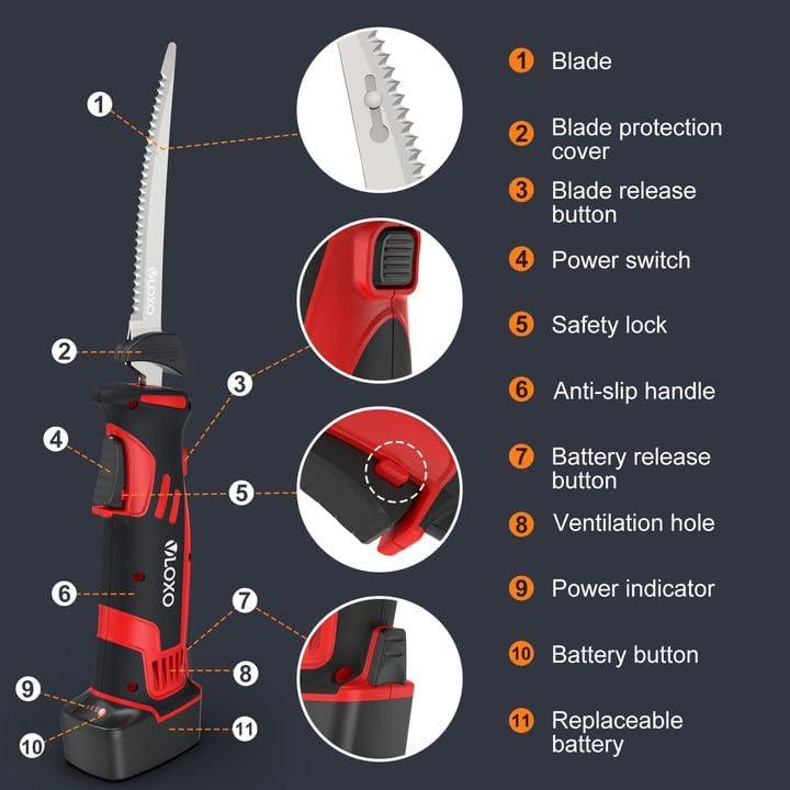 Cuchillo Eléctrico VLOXO para Filetear Pescado Inalámbrico