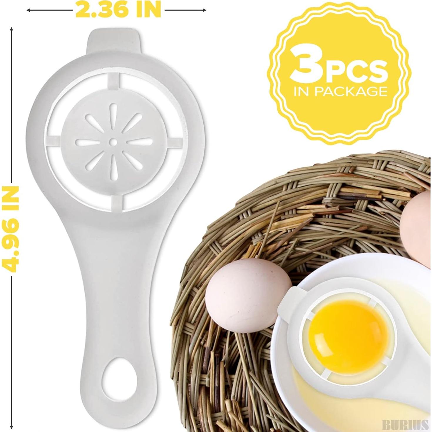 Separador de Clara y Yema de Huevo BURIUS - 3 Piezas - Plástico Blanco