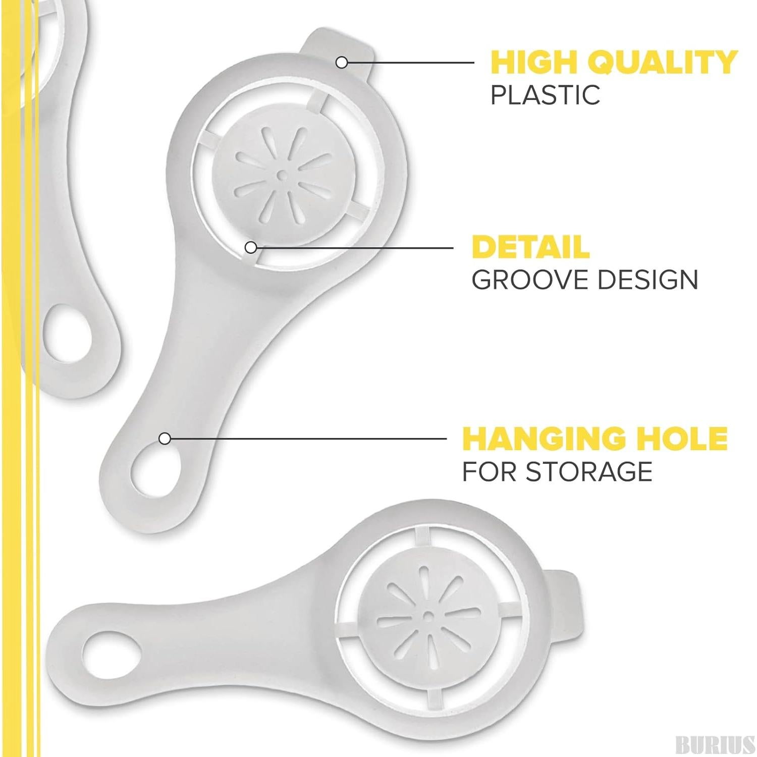 Separador de Clara y Yema de Huevo BURIUS - 3 Piezas - Plástico Blanco