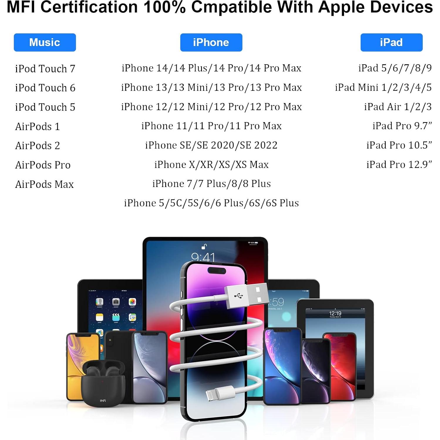 Cargador iPhone esbeecables 2Pack 6FT Carga Rápida USB