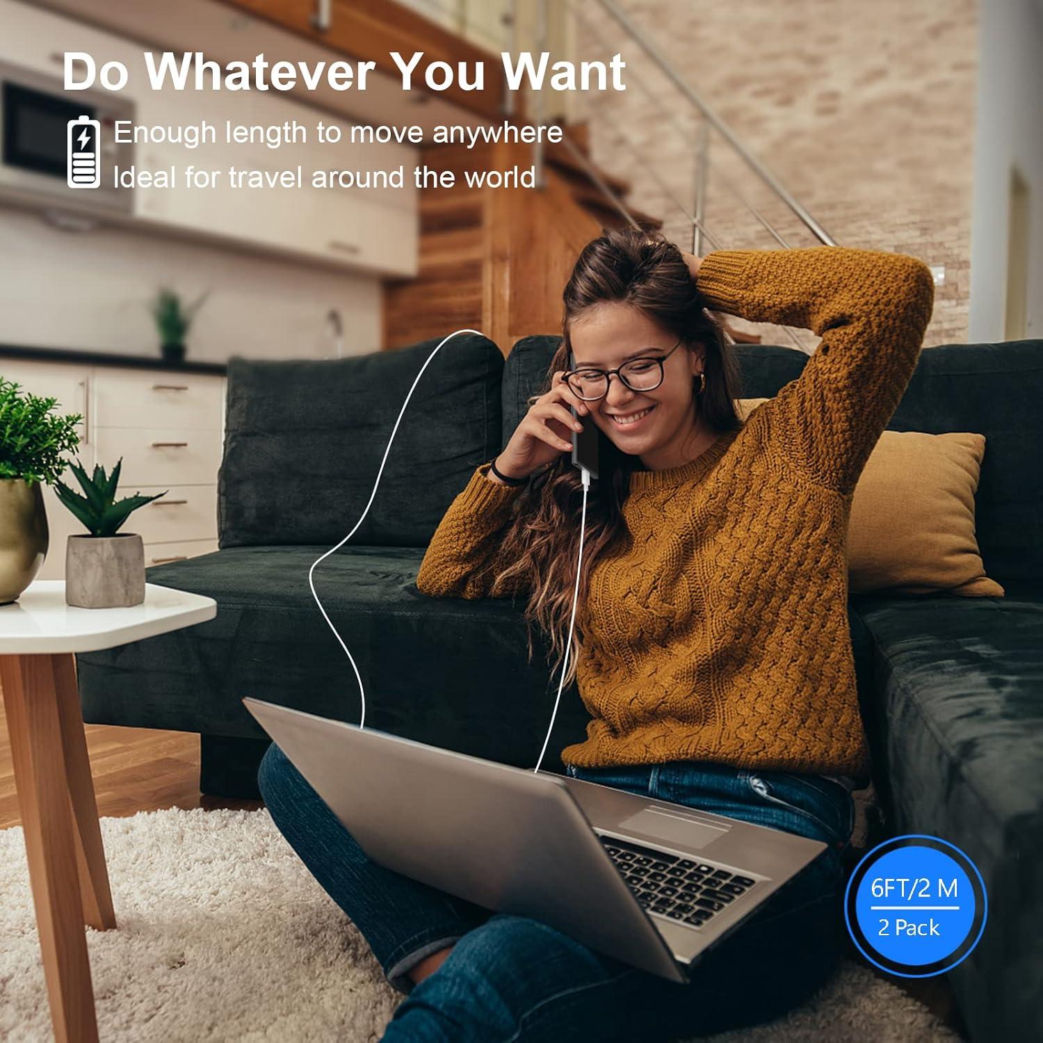 Cargador iPhone esbeecables 2Pack 6FT Carga Rápida USB