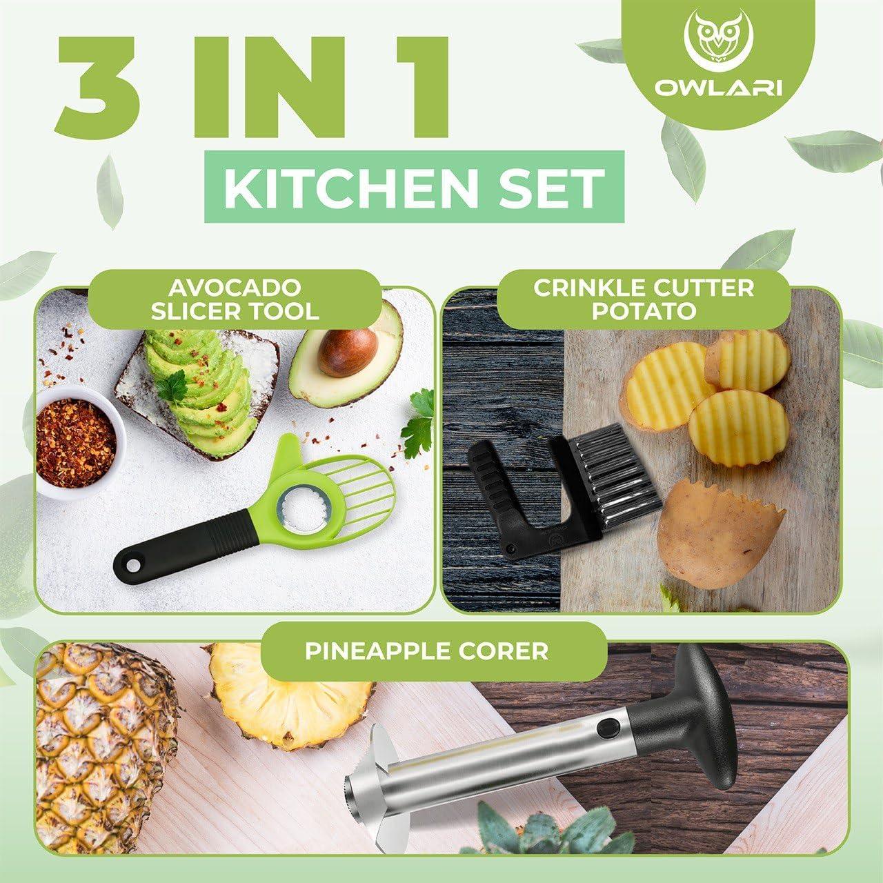 Cortador 3 en 1 de Aguacate y Piña OWLARI - Acero Inoxidable