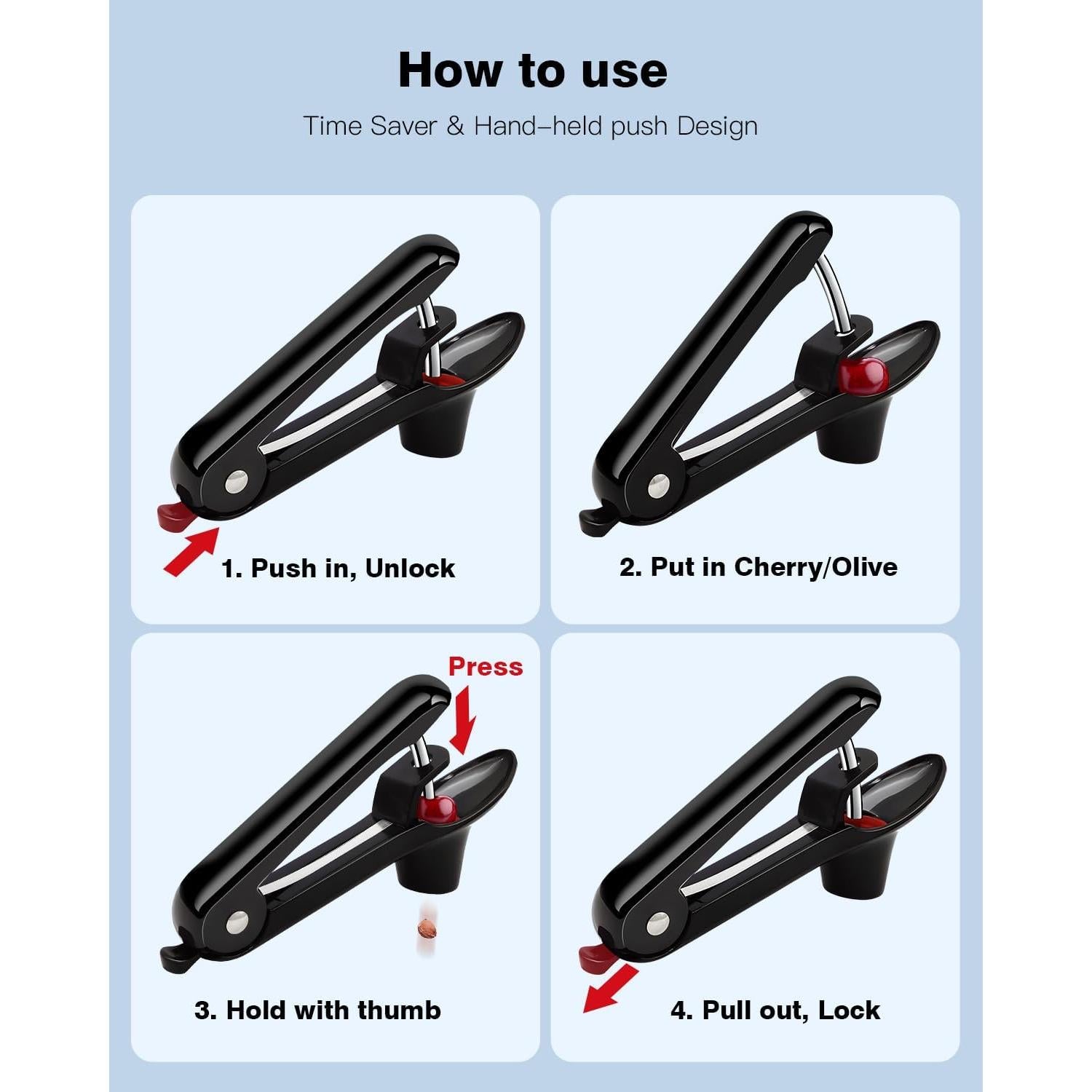 Deshuesador de Cereza Dumsud Negro, Herramienta Manual Eficaz
