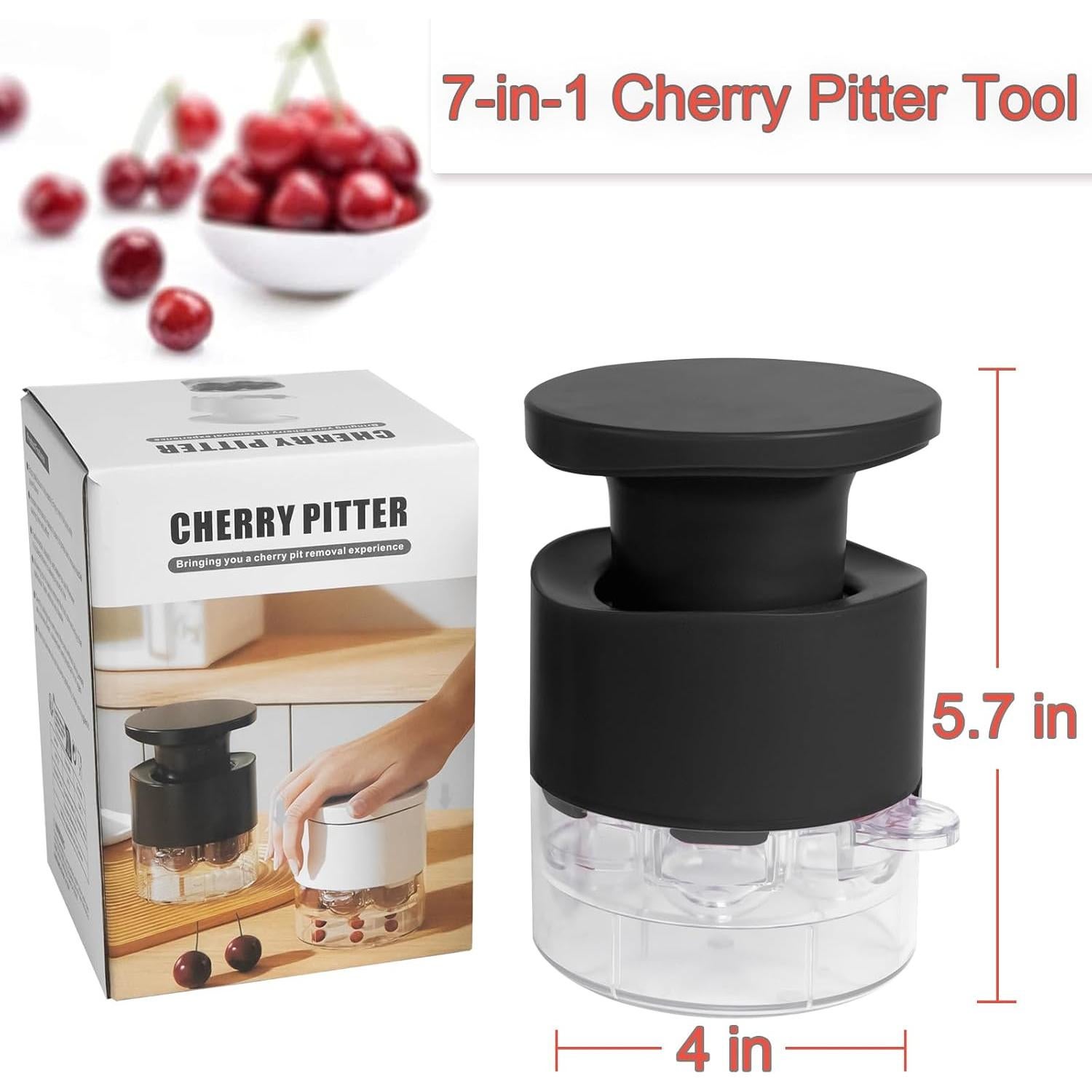 Deshuesador de Cereza EddHomes 7 en 1 con Protector Salpicaduras